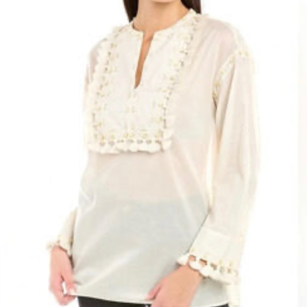 Tory Burch Ivory NWTEmbellished Button Front Tunic
